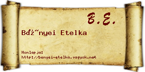 Bényei Etelka névjegykártya